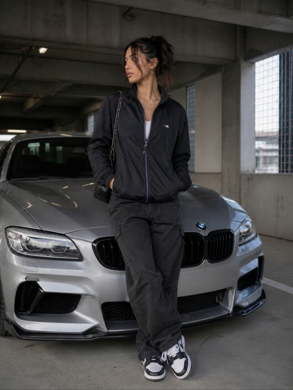NEW BMW M3 Full Zip Lightweight Windbreaker Black Jacket Women’s Small